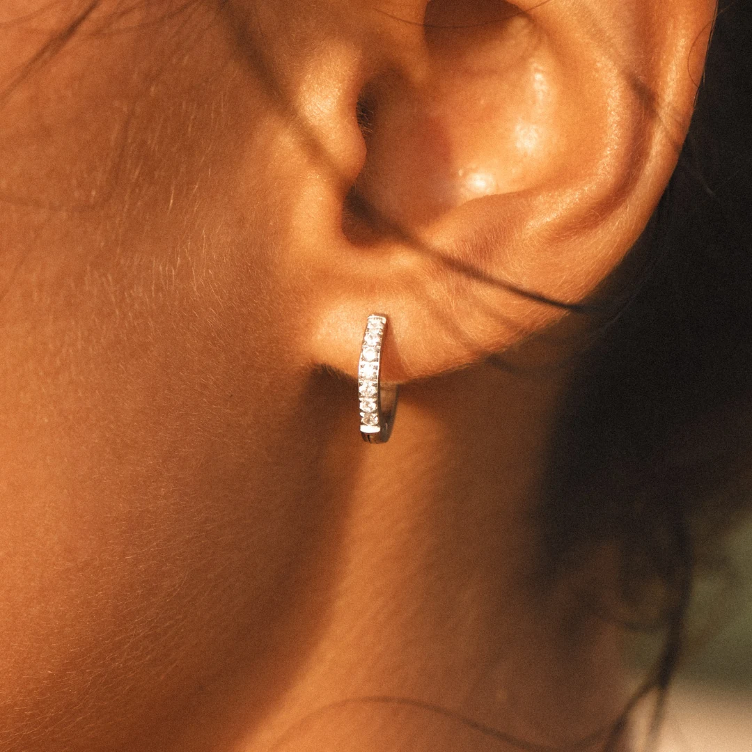 Tiny Gold Hoop Earrings — detail