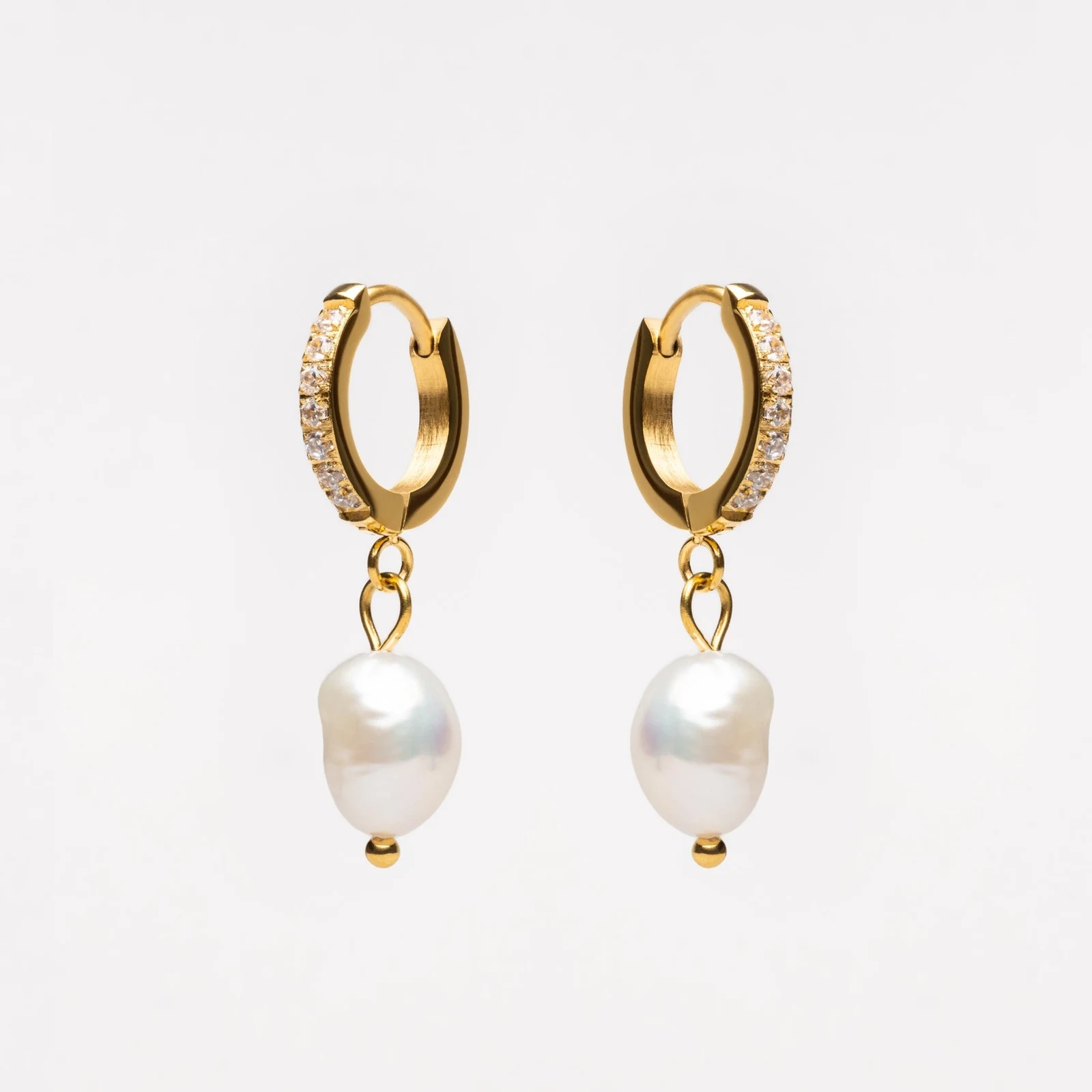 Freshwater Pearl Hoop Earrings - lead view