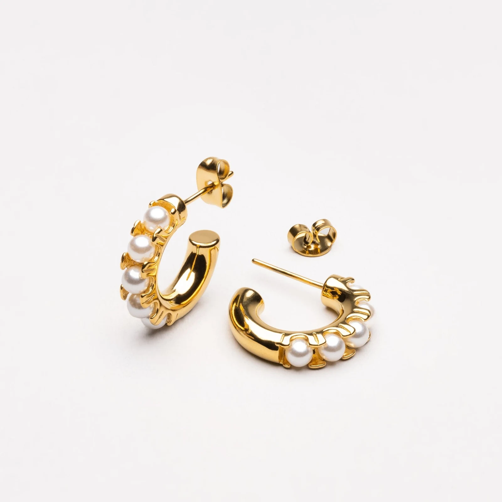 Mini Pearl Huggies Earrings - lead view