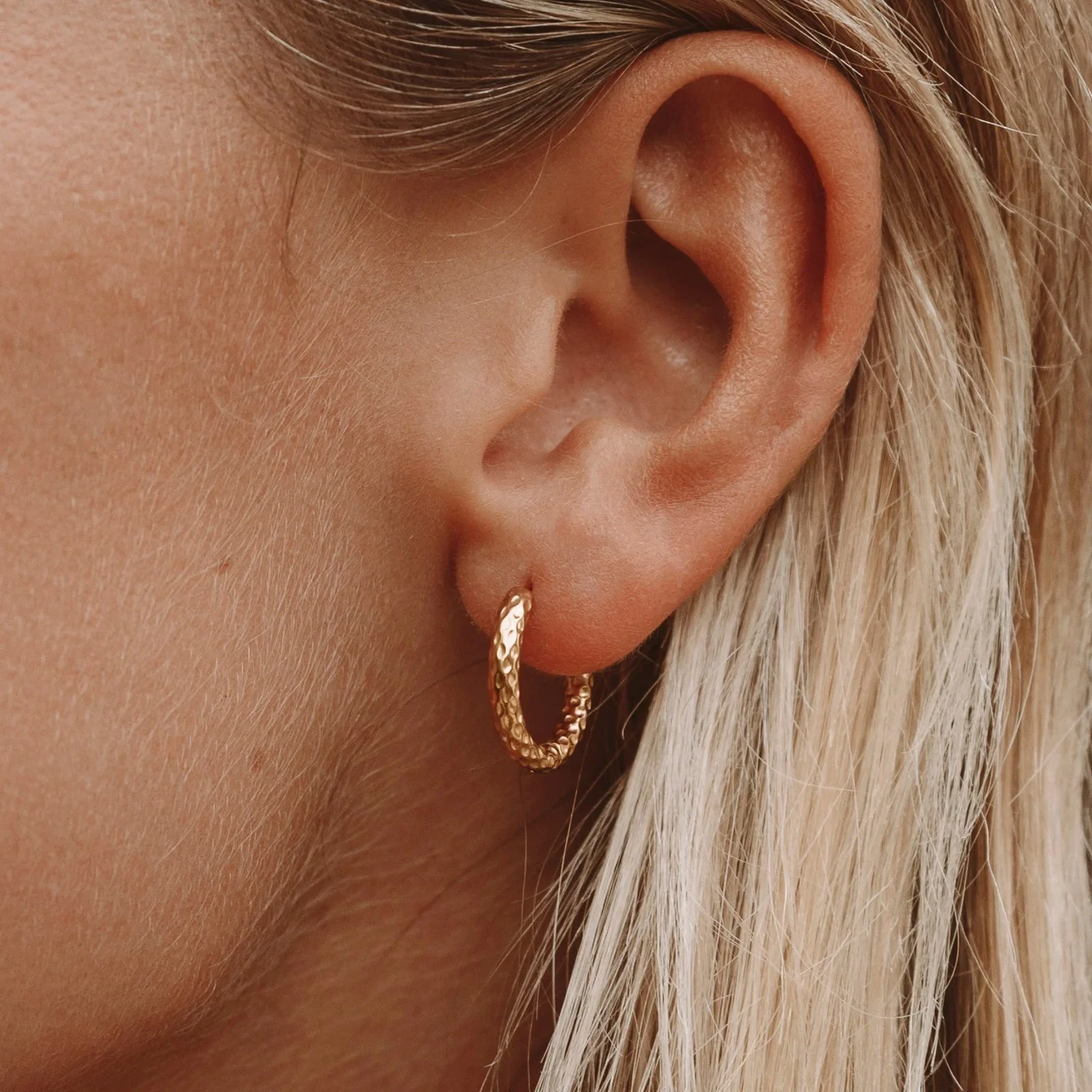 Hammered Hoops Earrings - use view