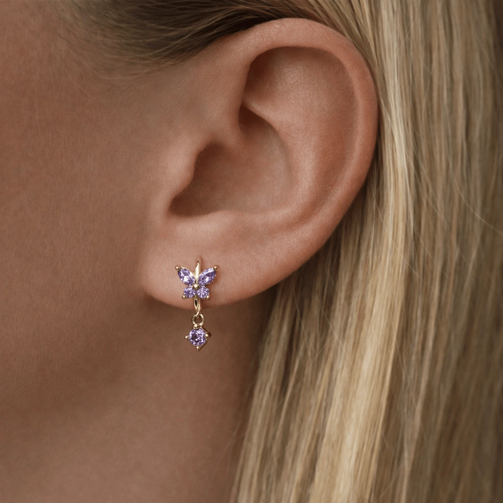 Evelyn Butterfly Hoops — lead view