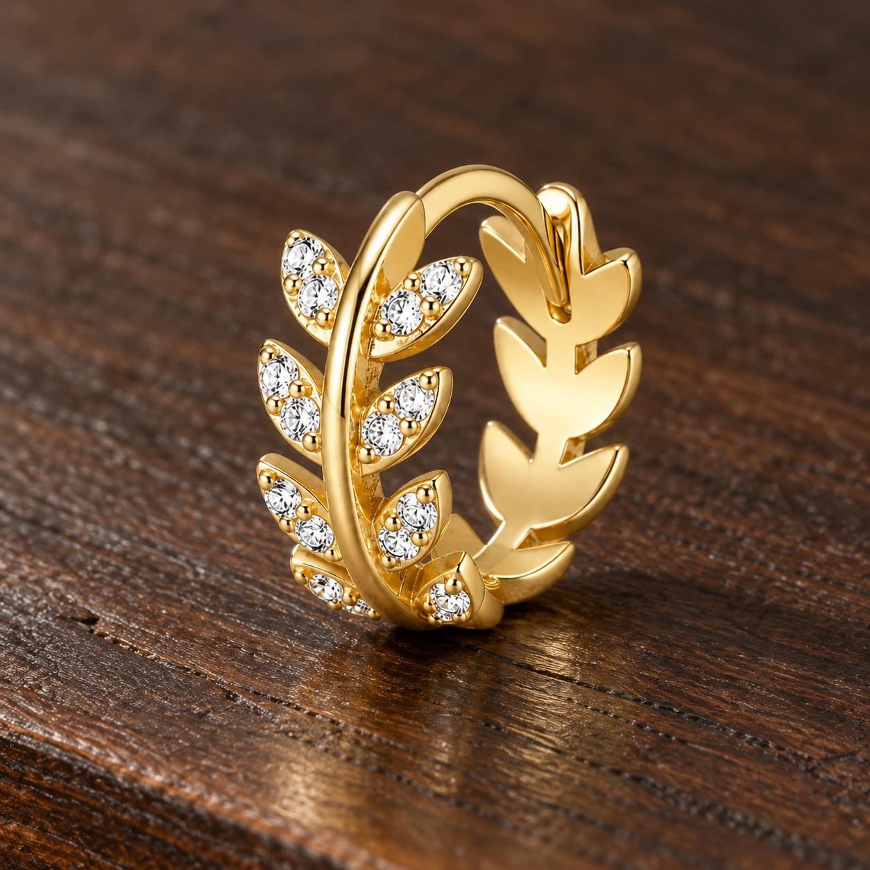 Lily Leaf Huggies — detail view
