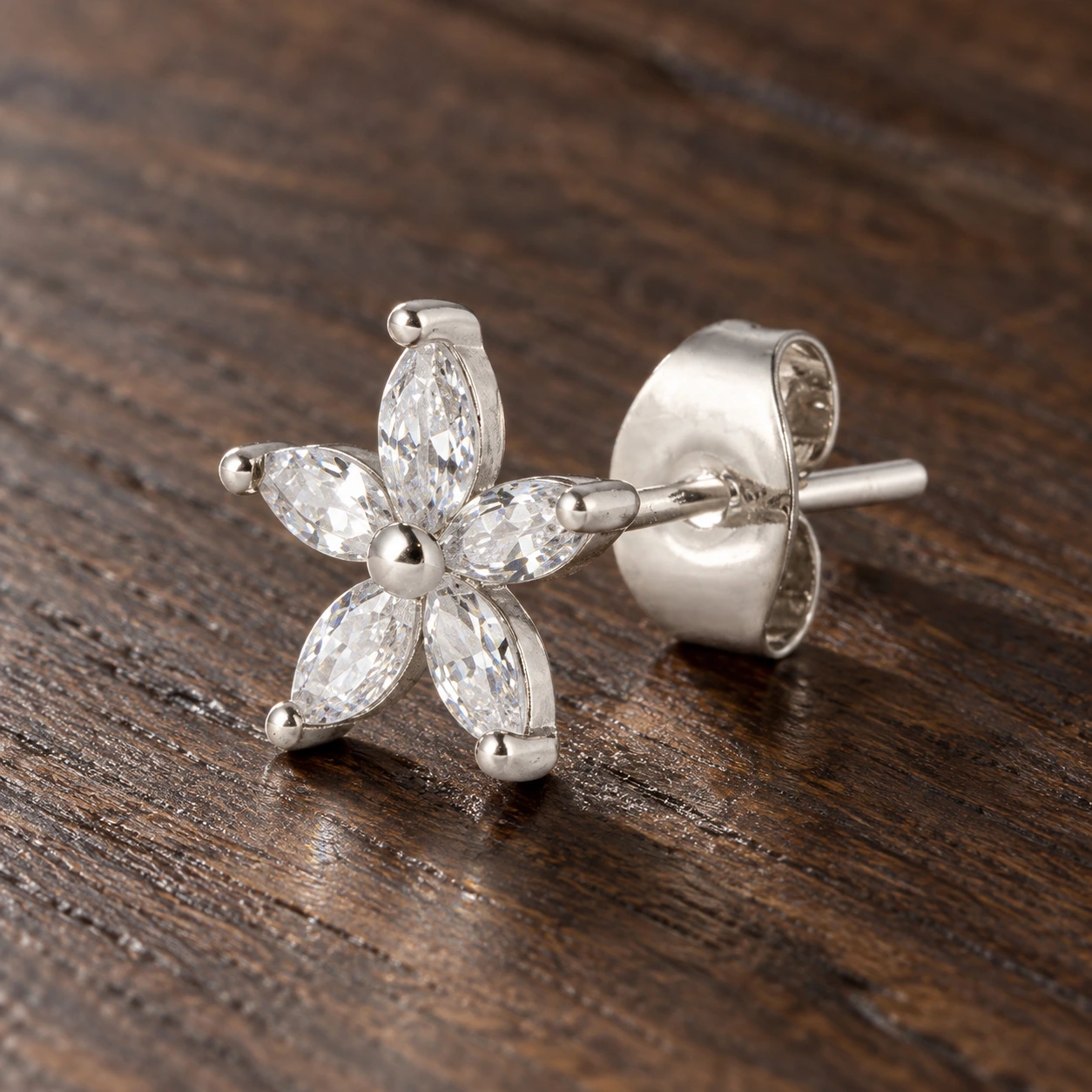 Poet Flower Studs — detail view
