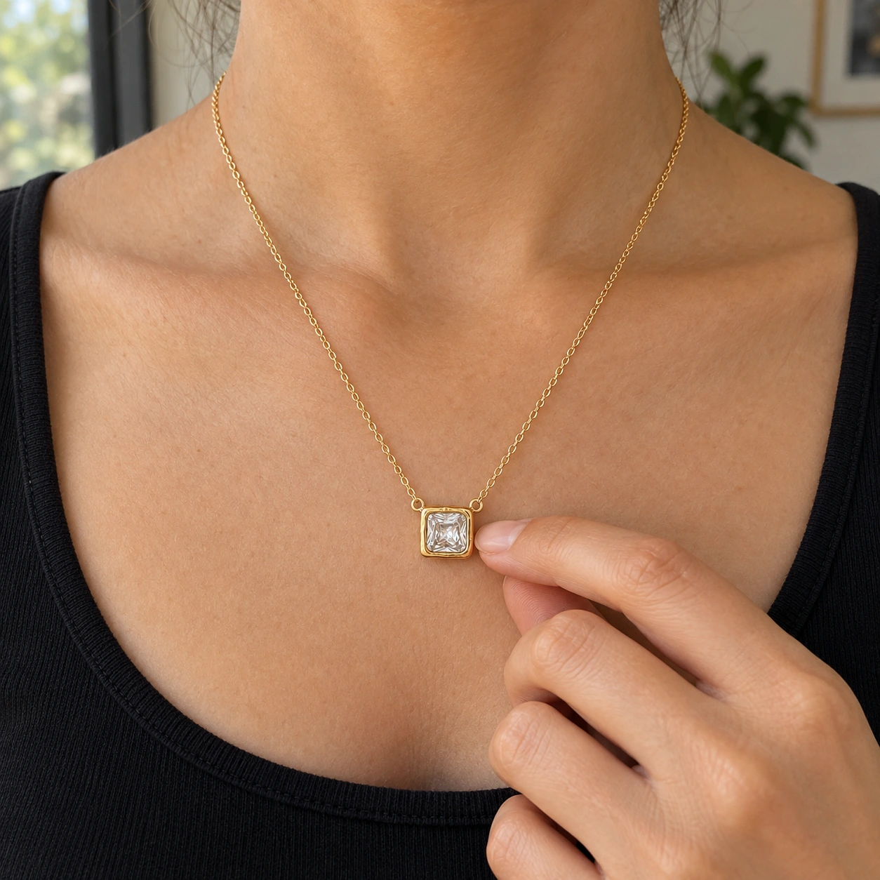 Eternal Square Necklace — use view