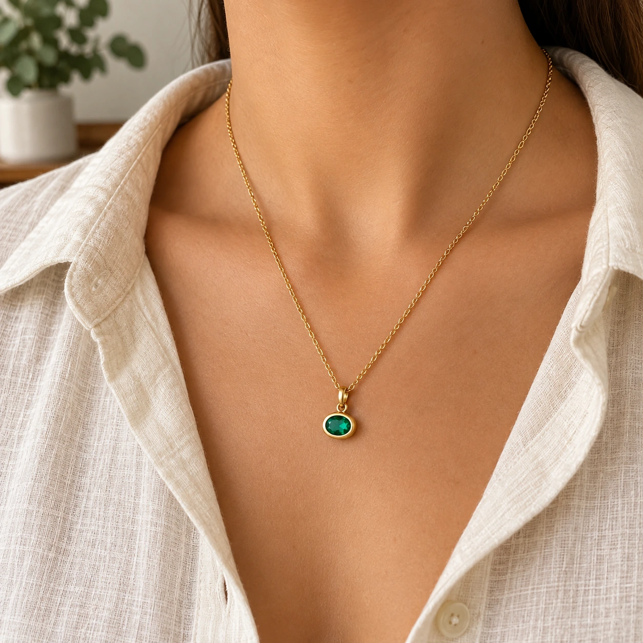 Fortnight Green Necklace — alternate view