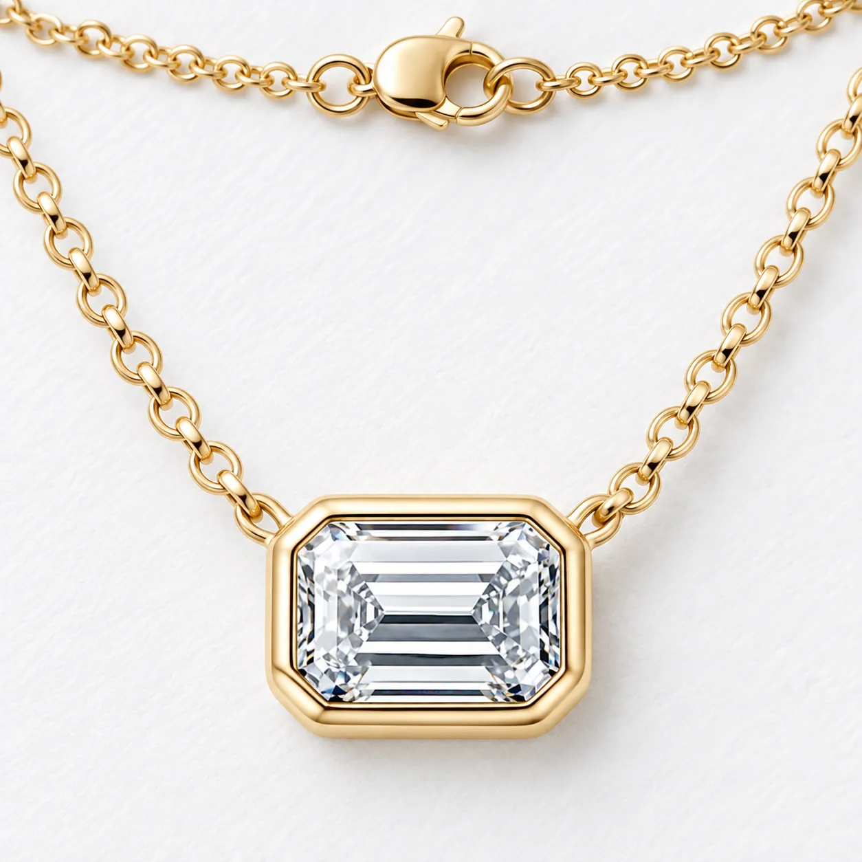 Clear rectangular stone and clipped-corner bezel