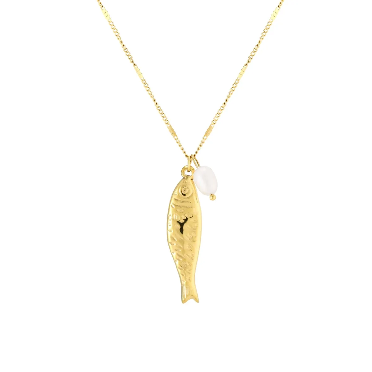Fish Necklace Gold - detail view