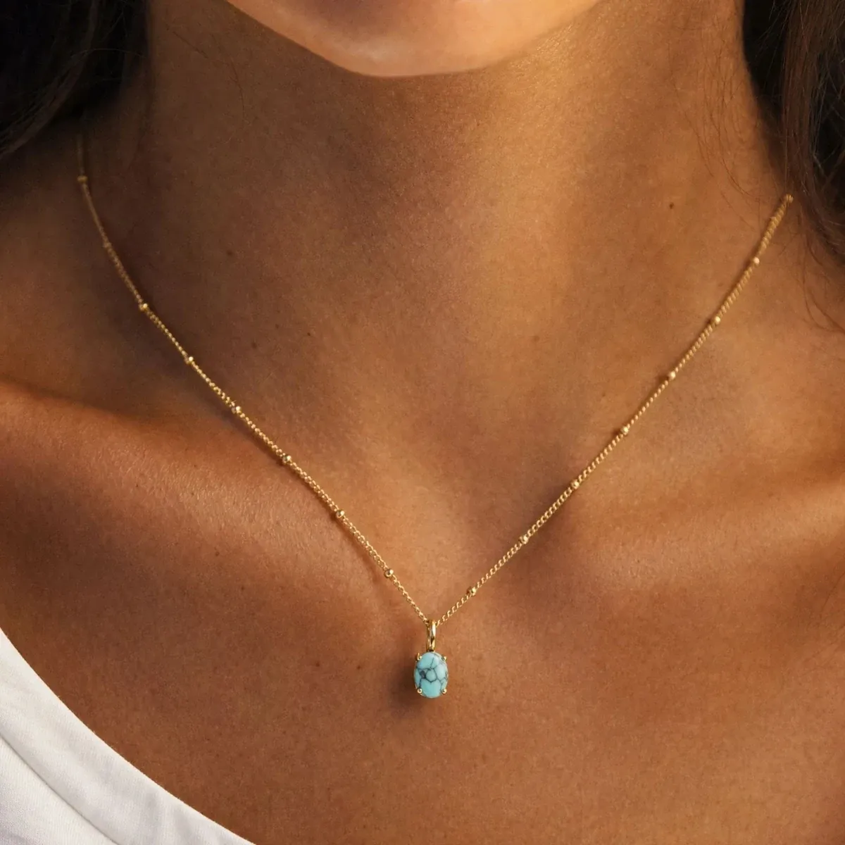 Turquoise Pendant Gold - lead view