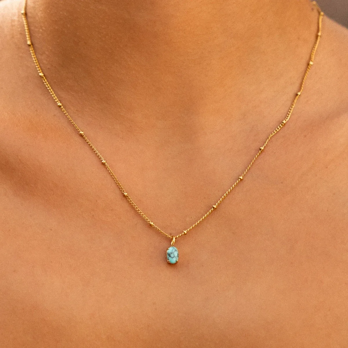 Turquoise Pendant Gold - alternate view