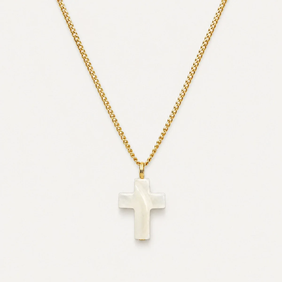 Mother of Pearl Cross Necklace Gold - alternate view