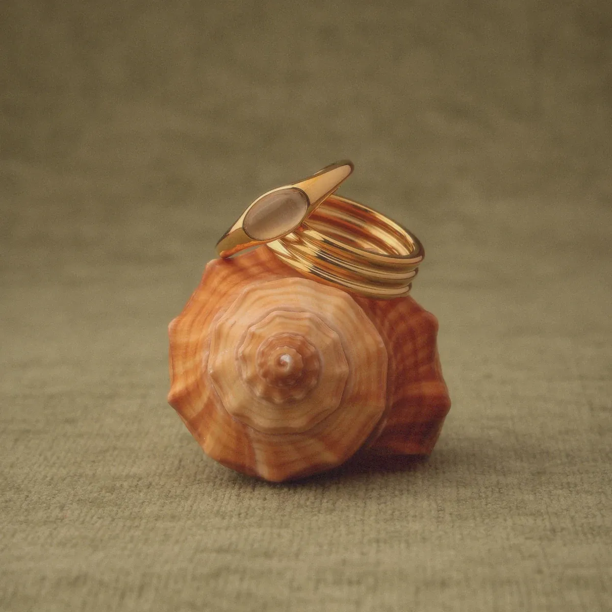 Moonstone Ring Gold - alternate view