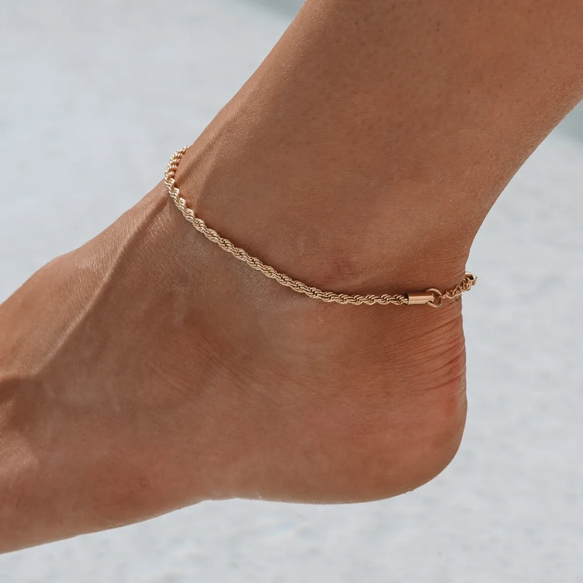 Calvi Rope Chain Anklet Gold - detail view