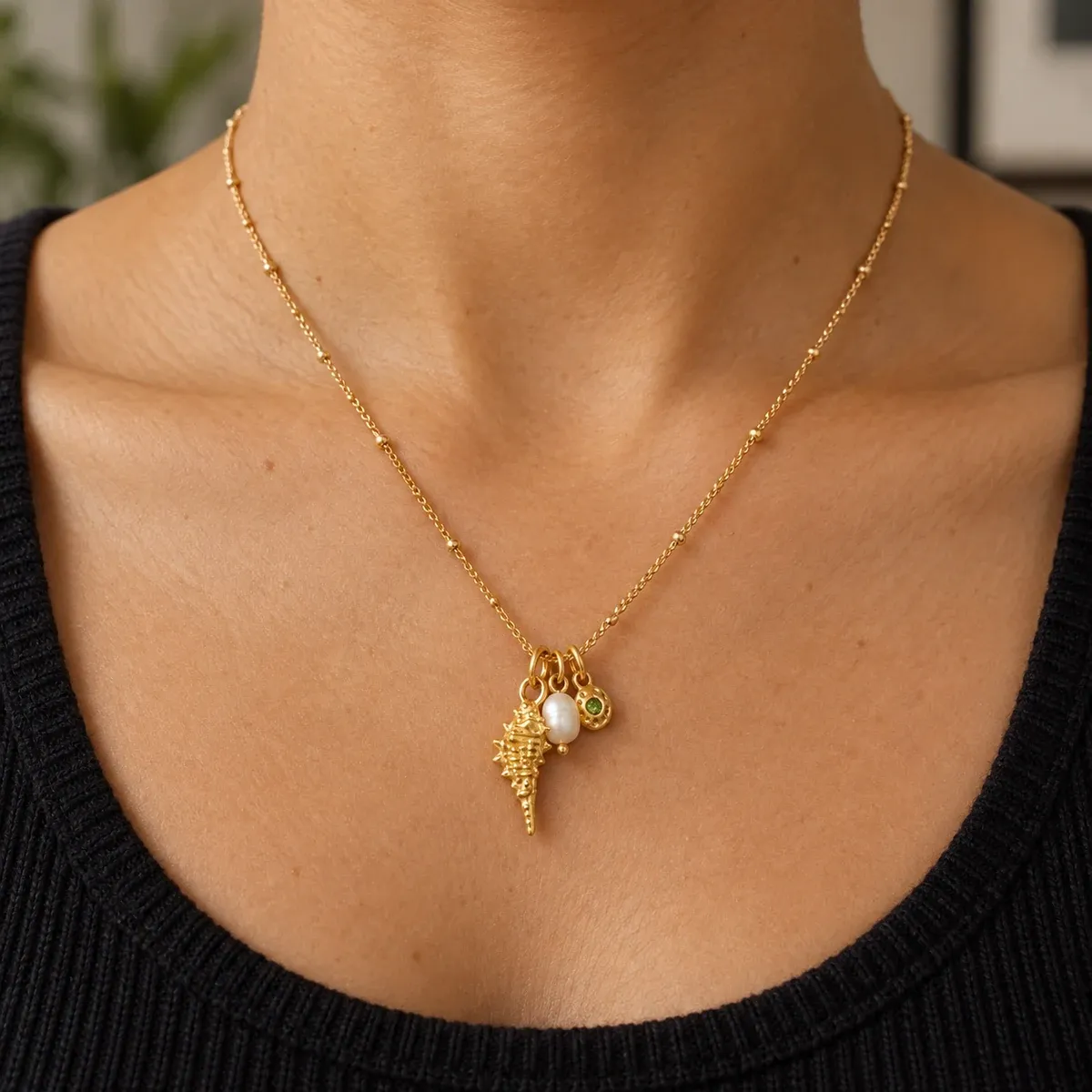 Ocean Charms Necklace Gold - alternate view