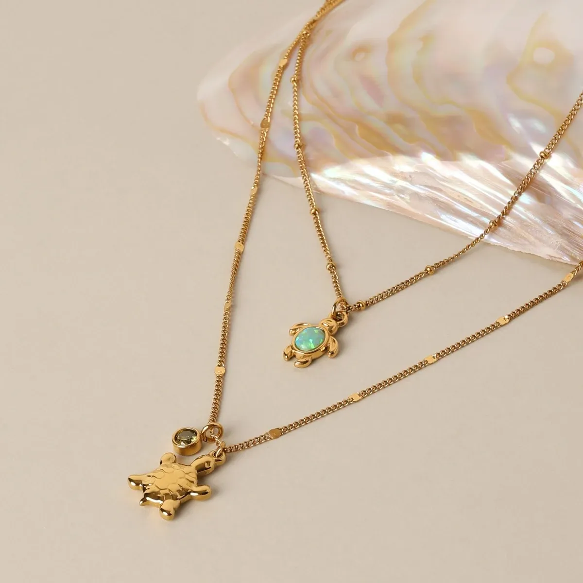 Opal Turtle Necklace Gold - alternate view