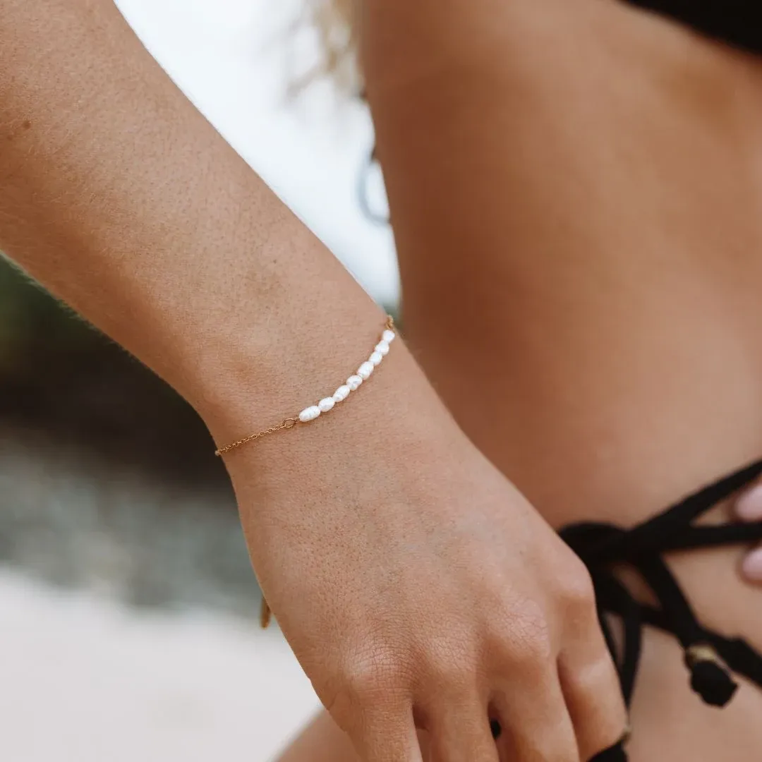 Mini Freshwater Pearl Bracelet Gold - lead view
