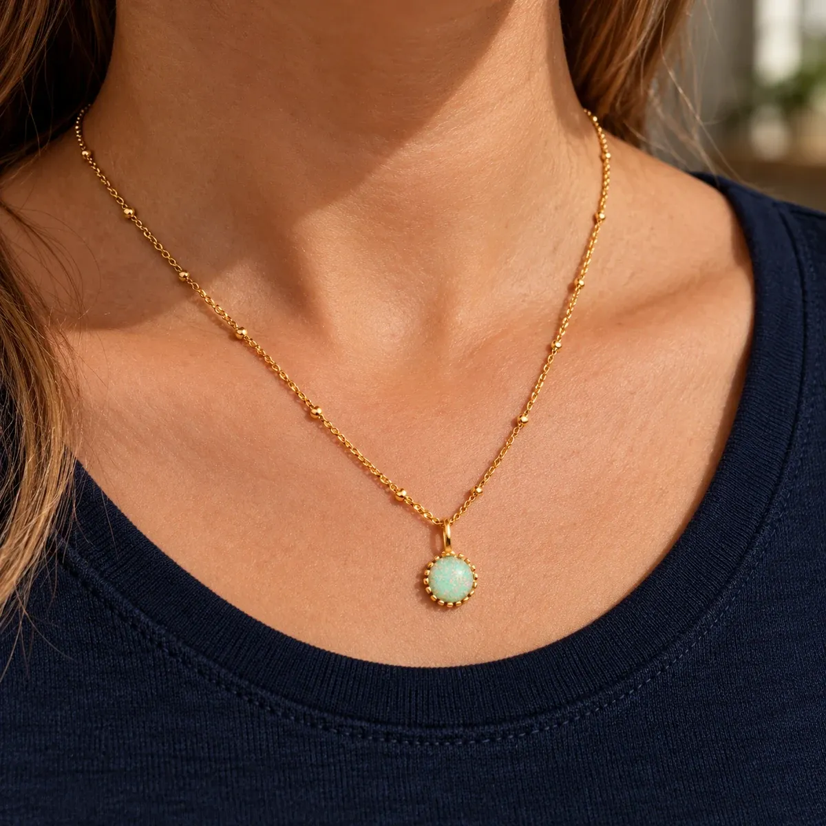Petite Opal Necklace Gold - alternate view