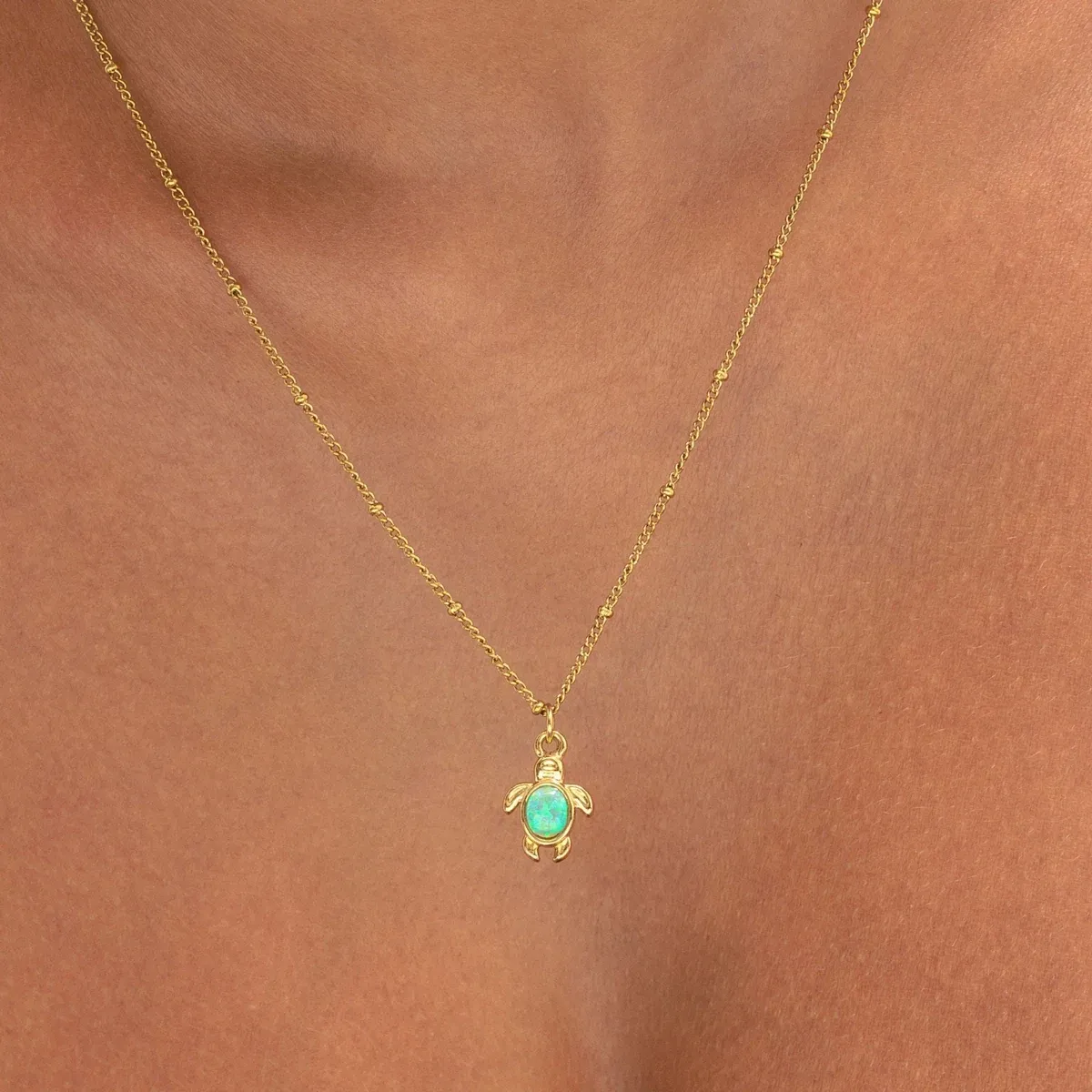 Opal Turtle Necklace Gold - lead view