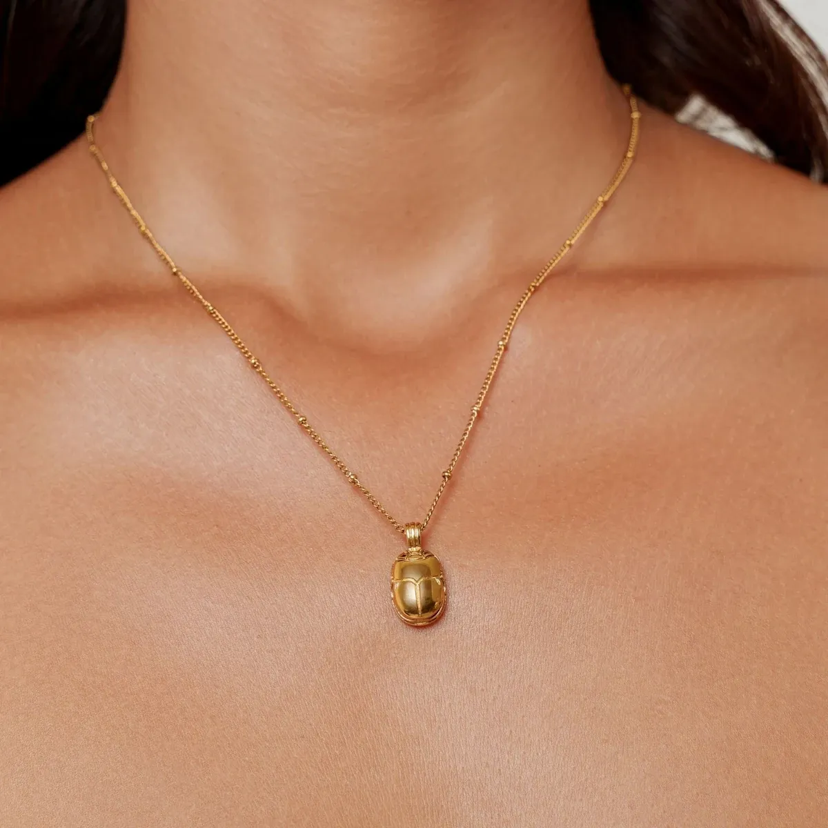 Scarab Necklace Gold - lead view