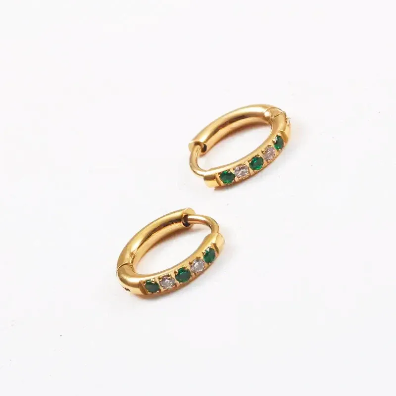Oasis Green Hoops Earrings Gold - alternate view