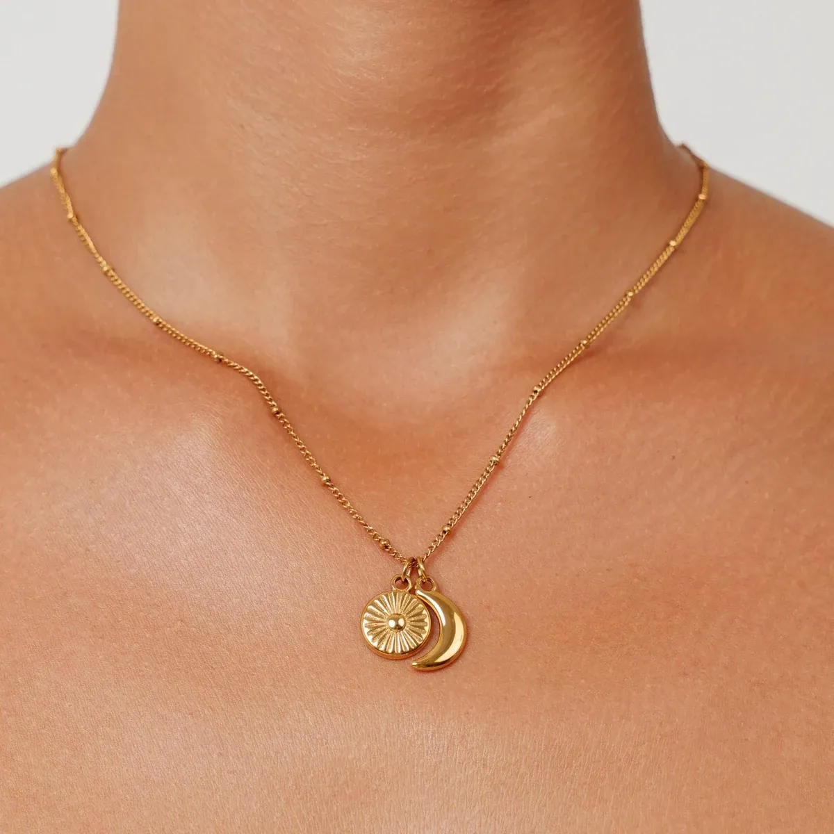 Moon & Sun Necklace Gold - lead view