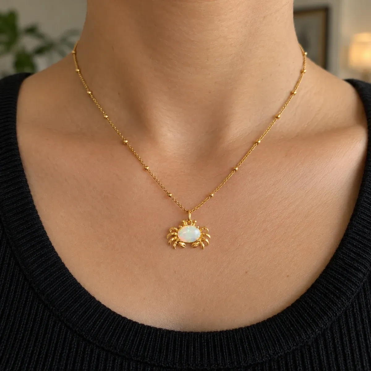 Crab Necklace Gold - alternate view