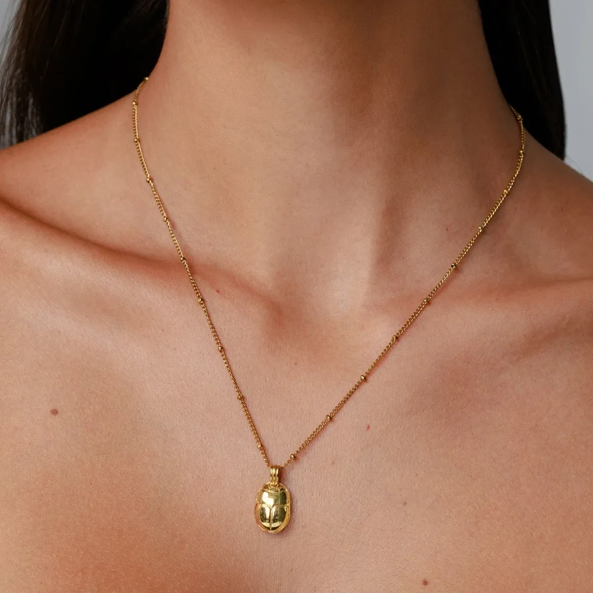 Scarab Necklace Gold - alternate view