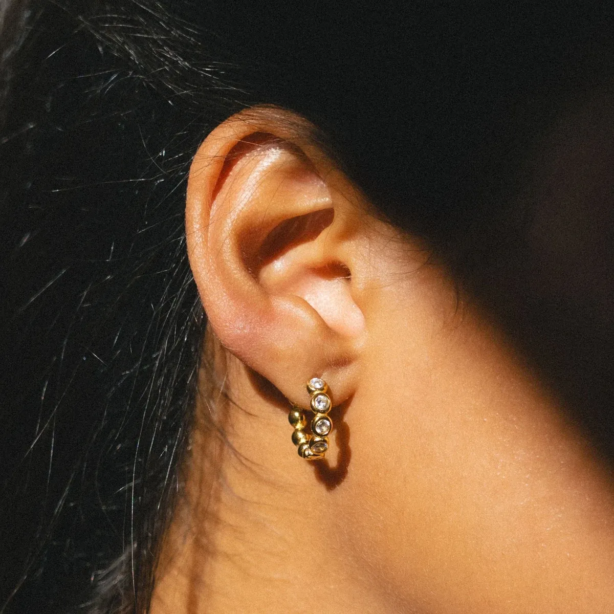 Beaded Stone Hoops - use view