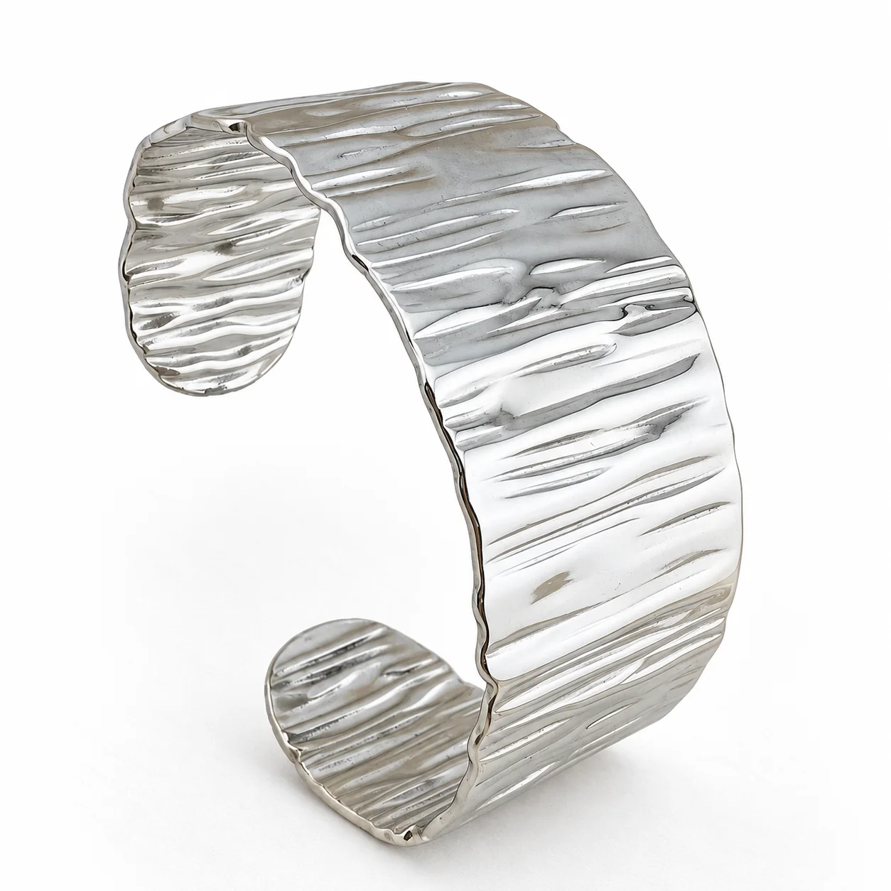 Ripple Cuff in silver-tone stainless steel