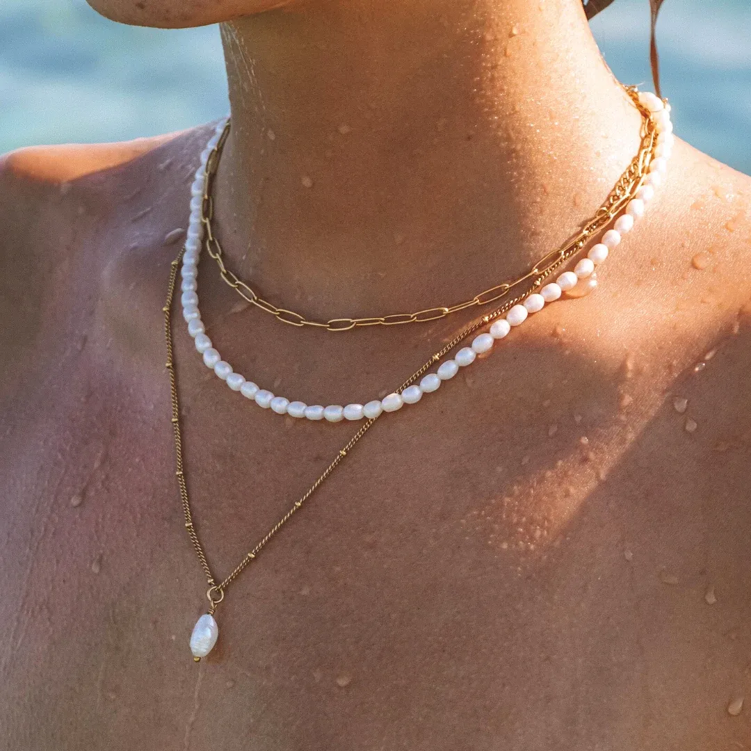 Cozumel Paperclip Choker Gold - use view