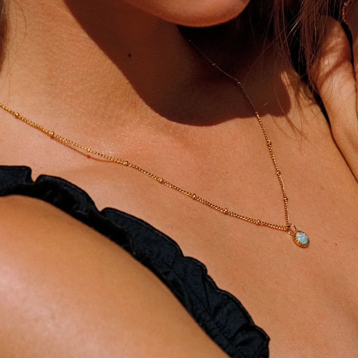 Petite Opal Necklace Gold - lead view