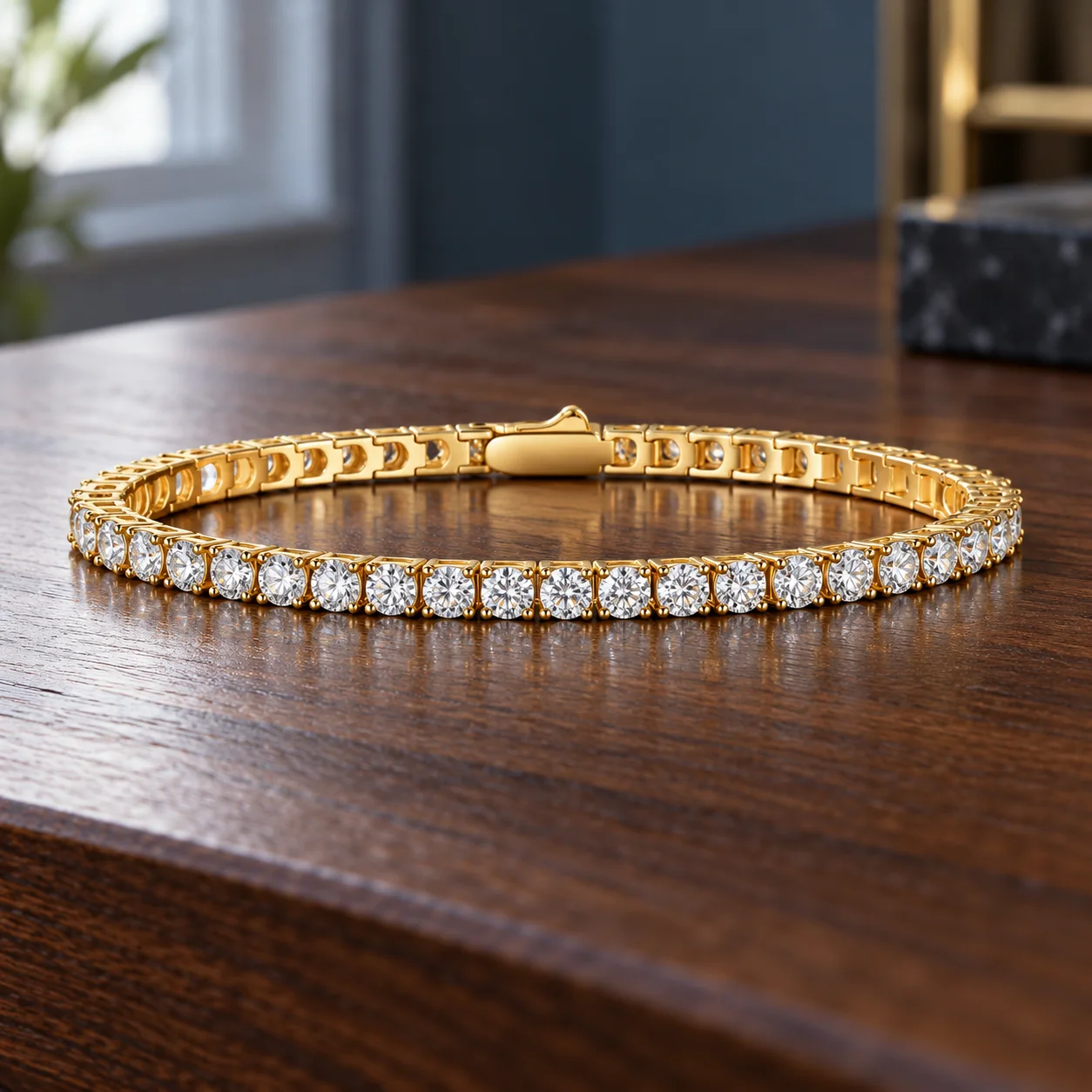 Silver Moissanite Tennis in Gold: product view