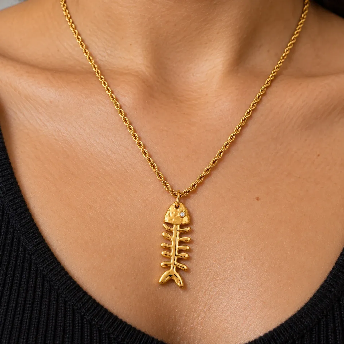 Reef Necklace Gold - detail view