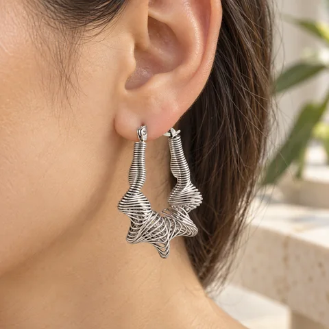 Nina Woven Star Hoops