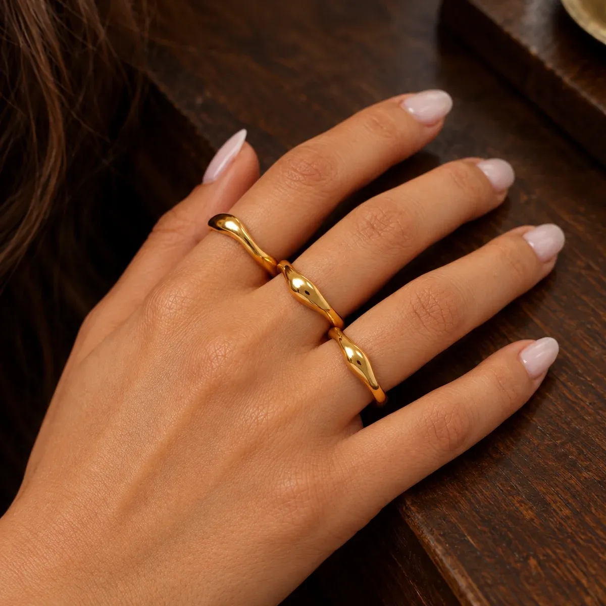 Wavy Trio Rings - alternate view