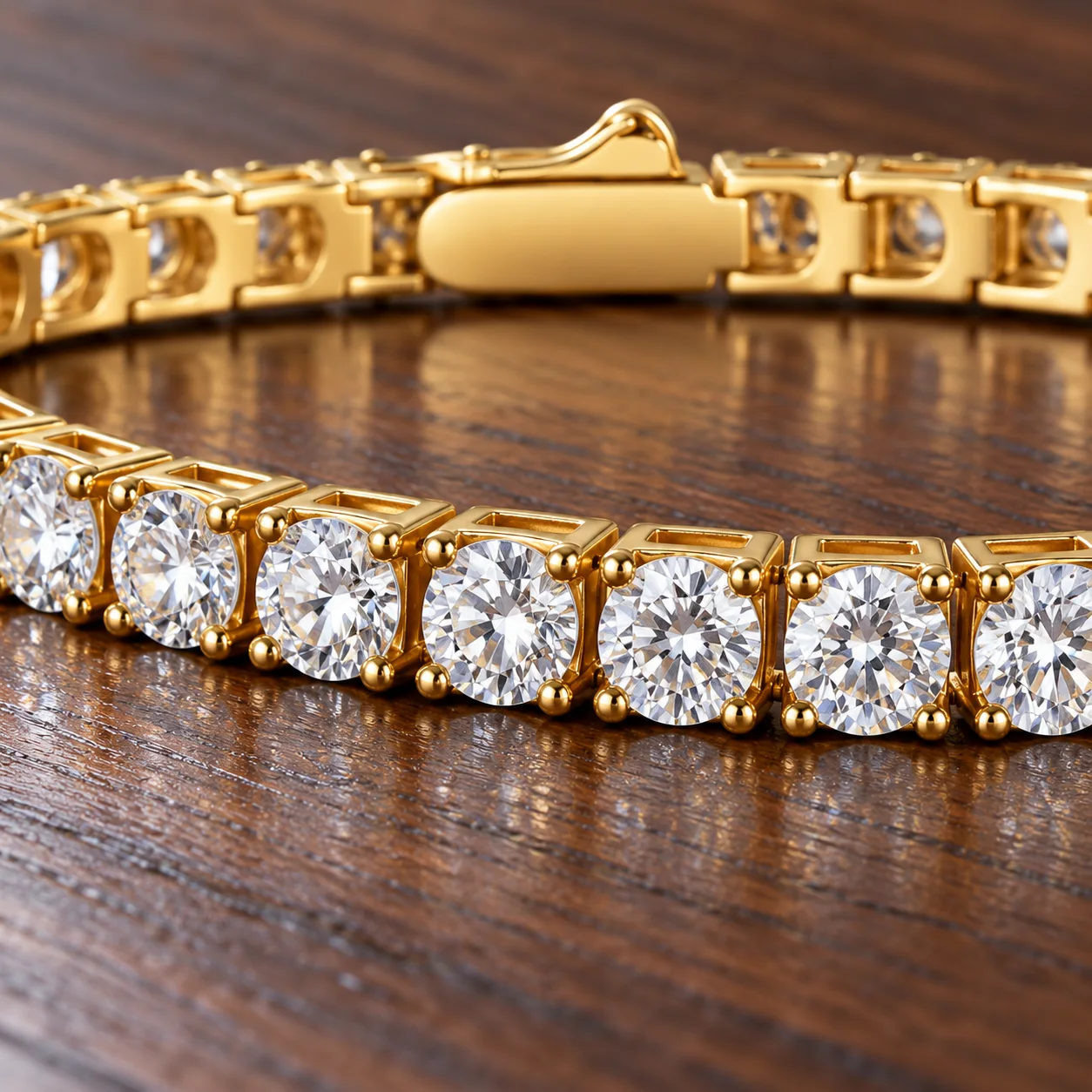 Silver Moissanite Tennis in Gold: construction detail