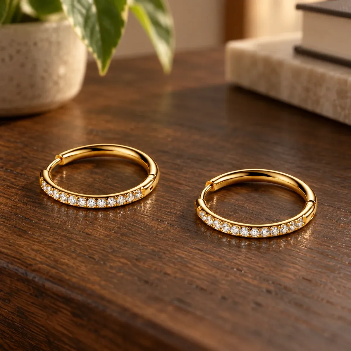 Large Pavé Hoops - alternate view