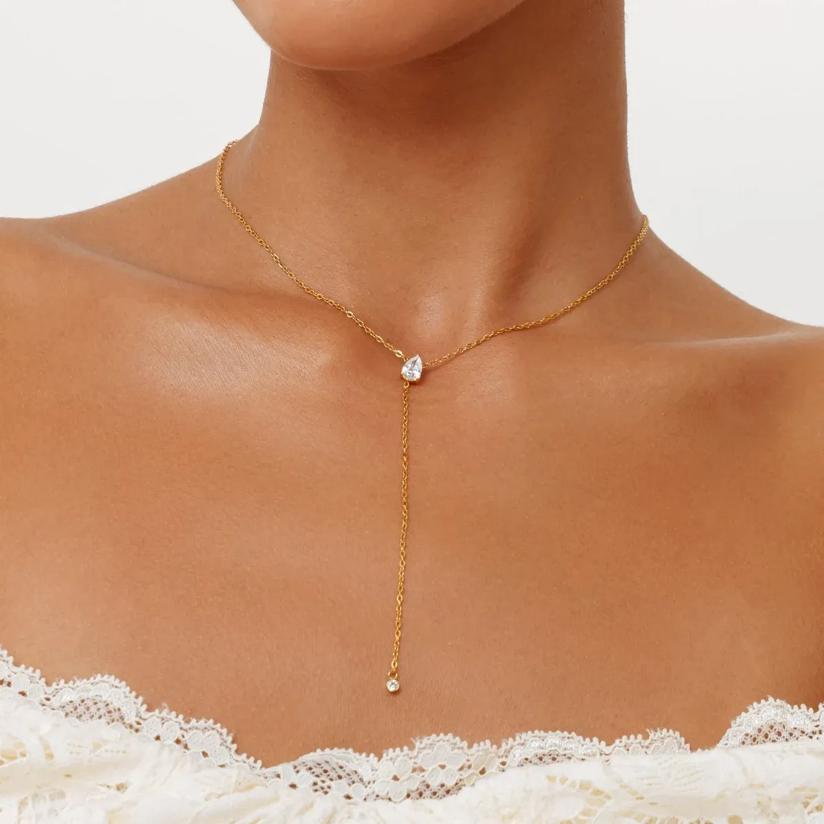 Lariat Necklace Gold - lead view