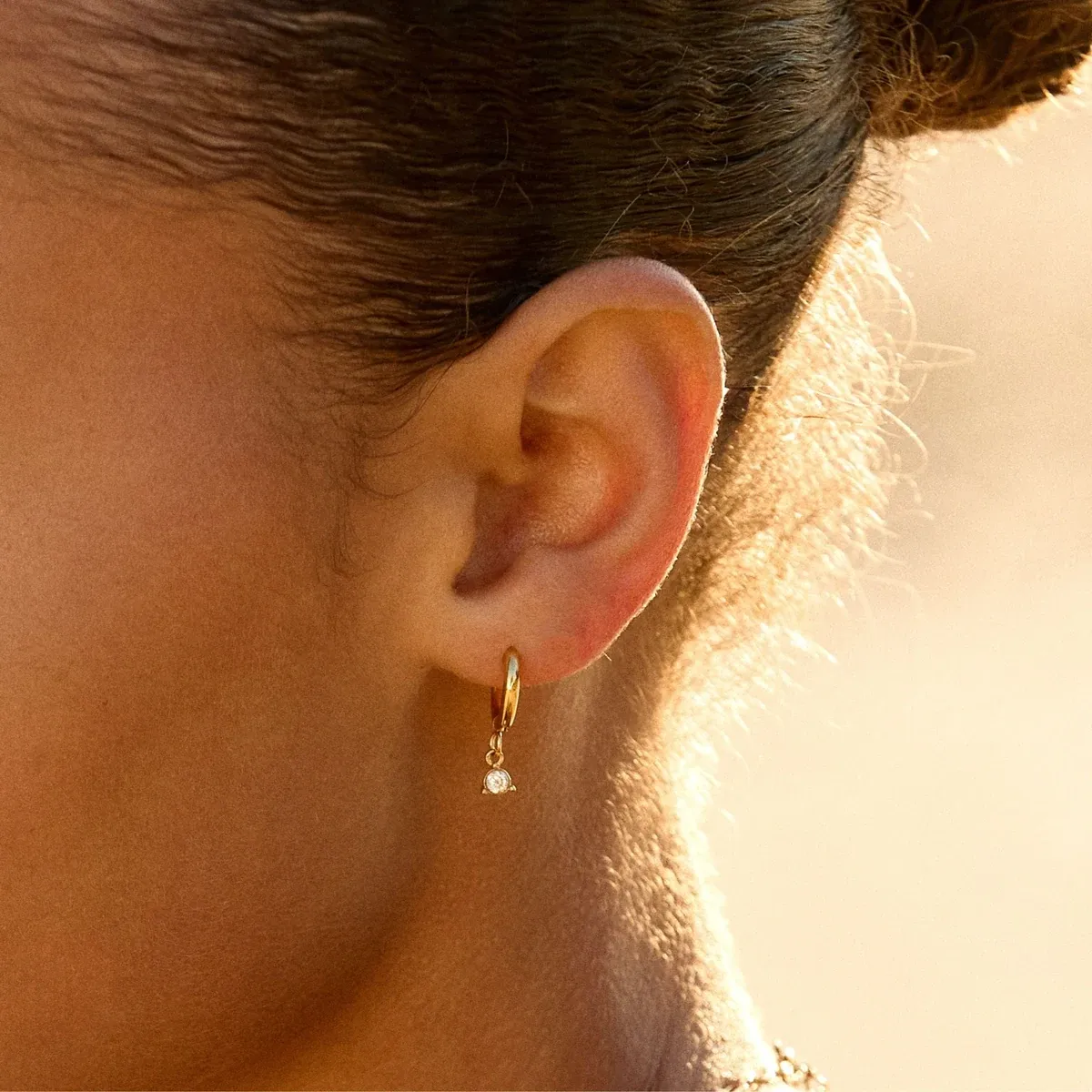 Sparkle Drop Earrings Gold - use view