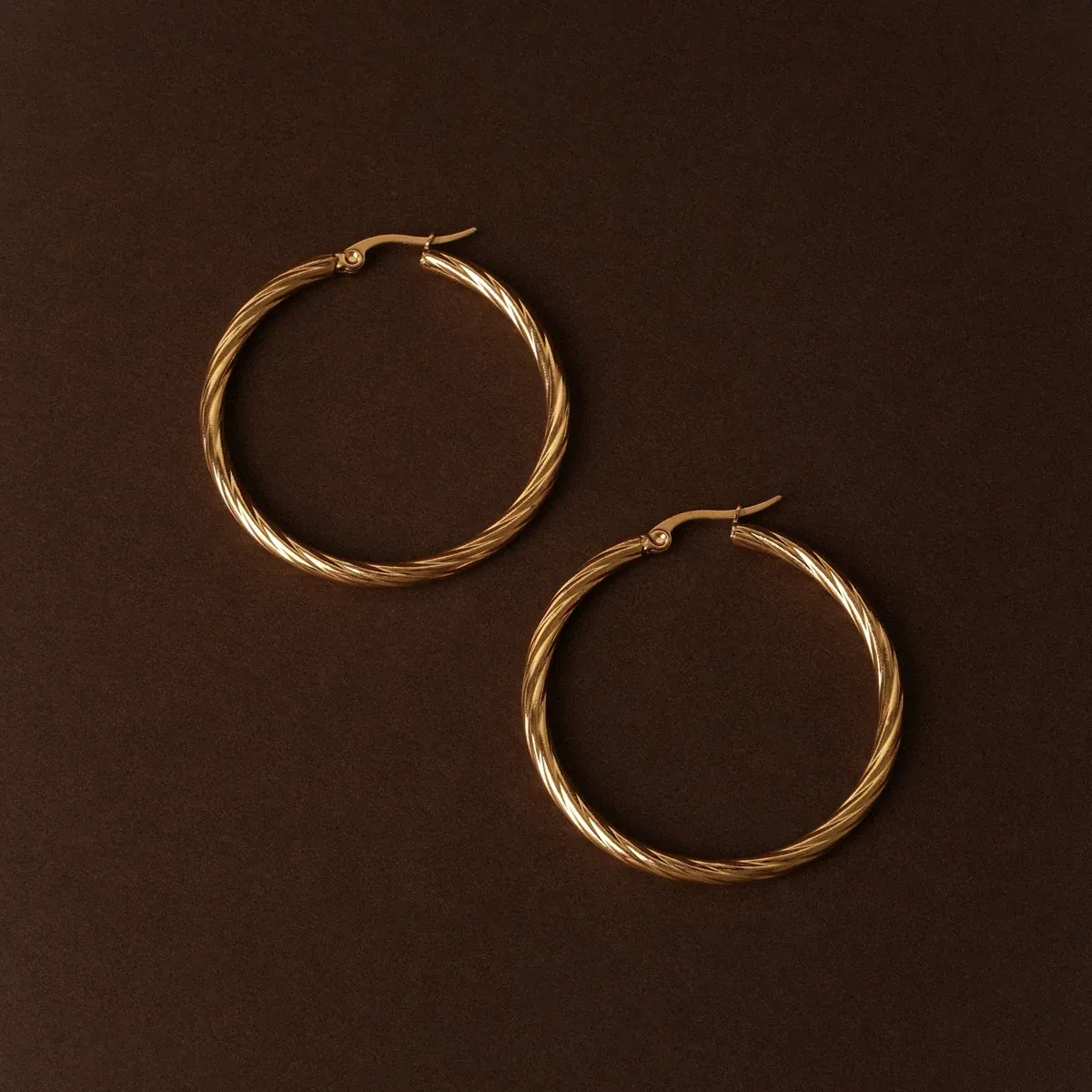 Bold Twisted Hoops Gold - lead view