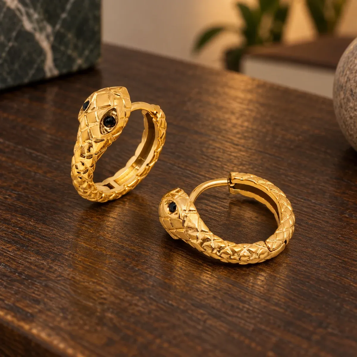 Snake Hoops Earrings - alternate view