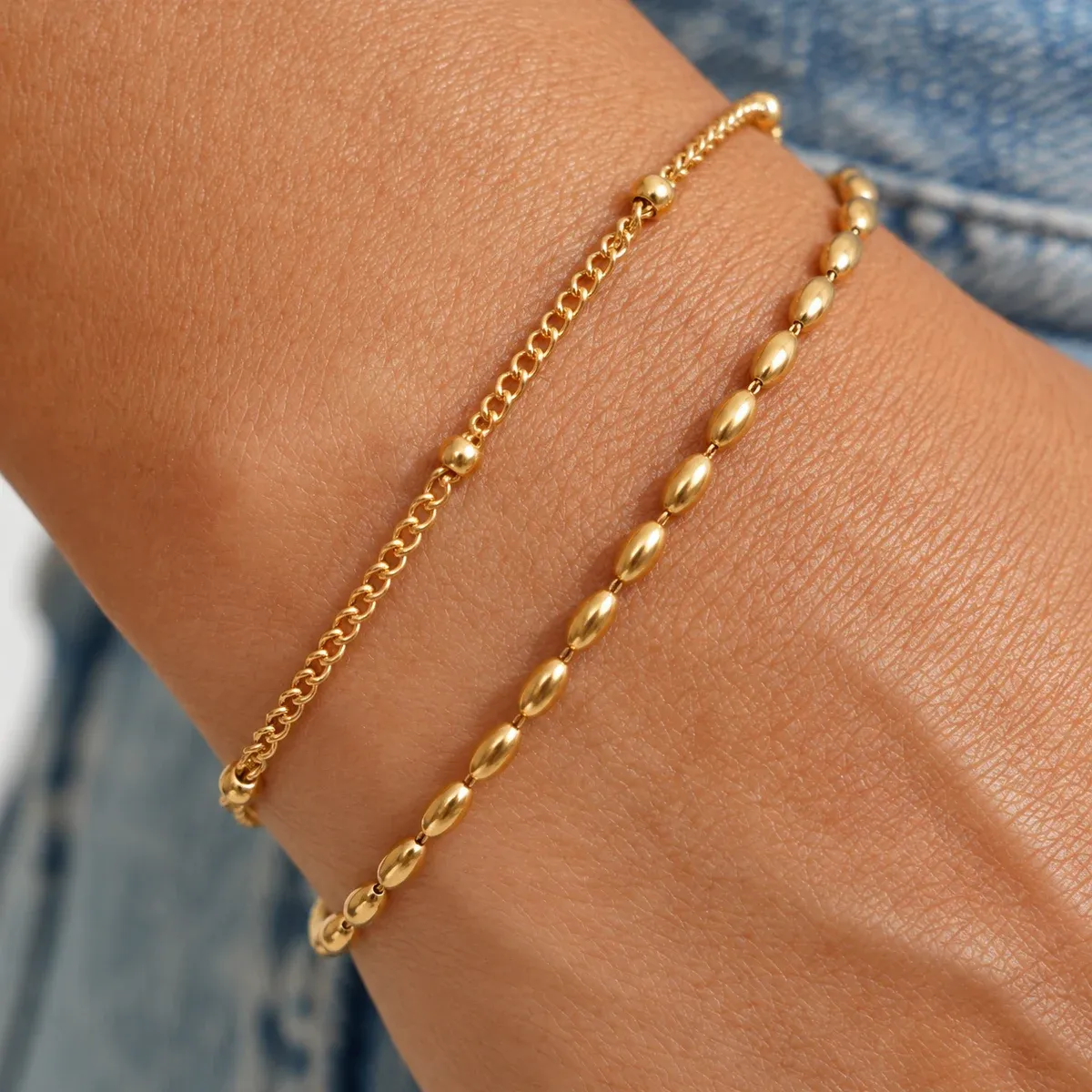 Layered Pebble Bracelet - detail view