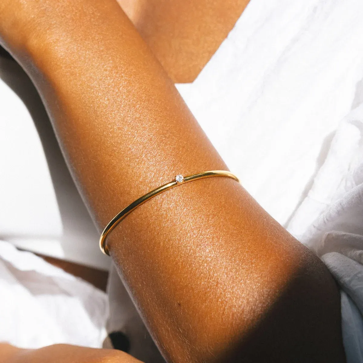 Thin Solar Cuff Gold/White - alternate