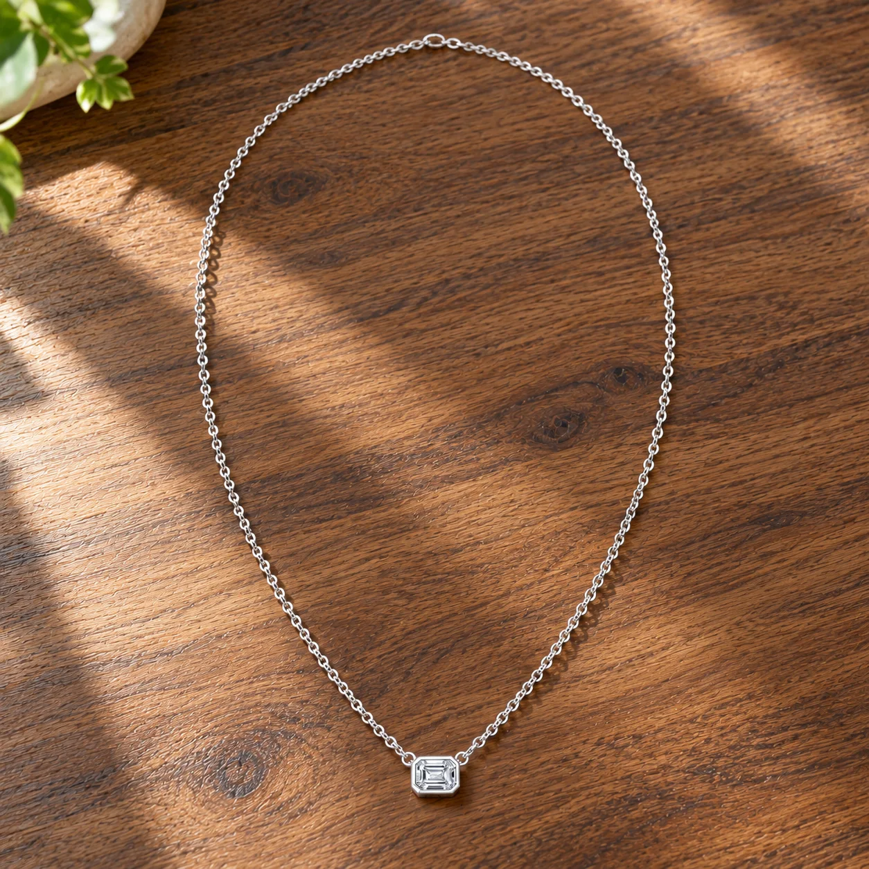 Bezel Moissanite Pendant in White gold: alternate view
