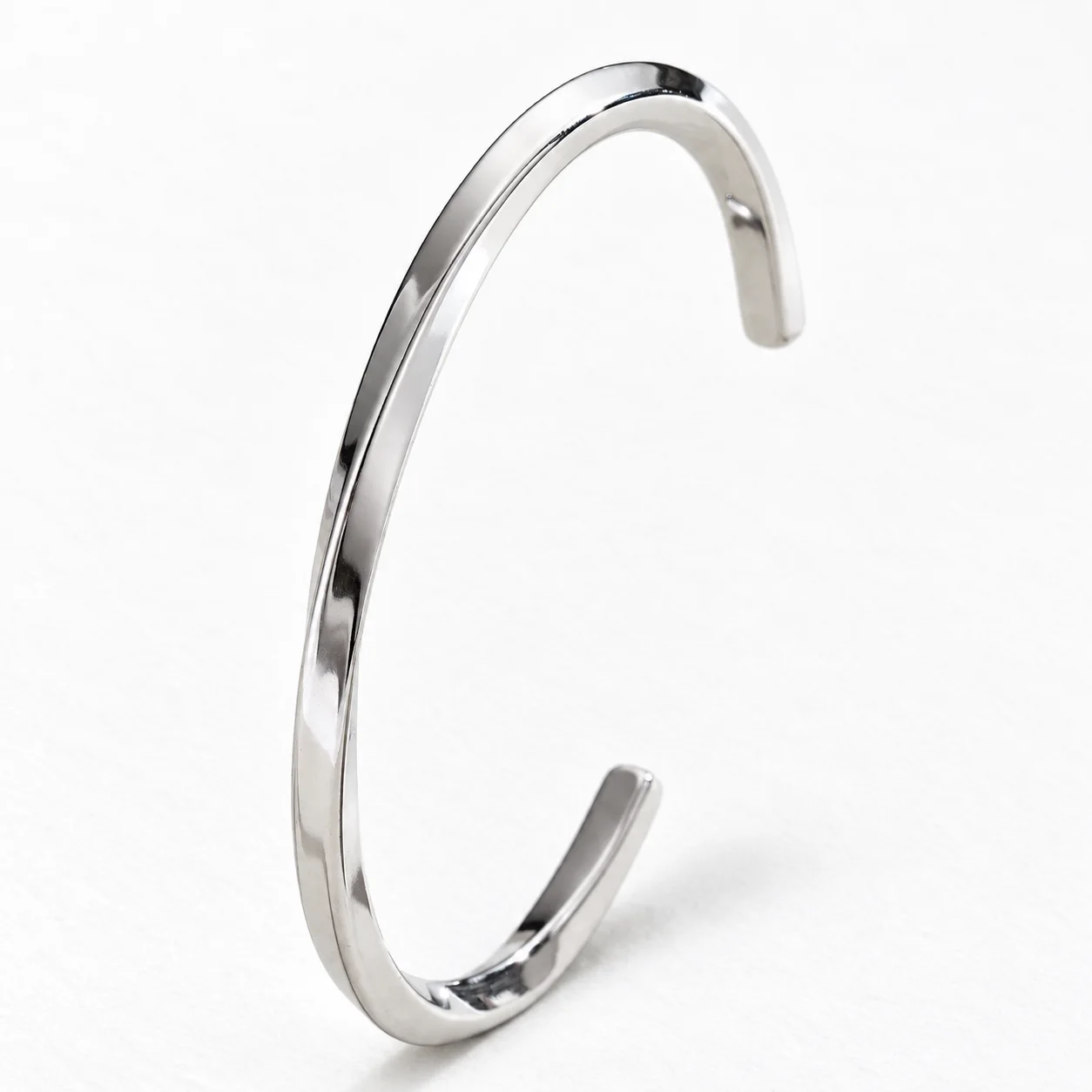Silver Twist Cuff, slim open polished band