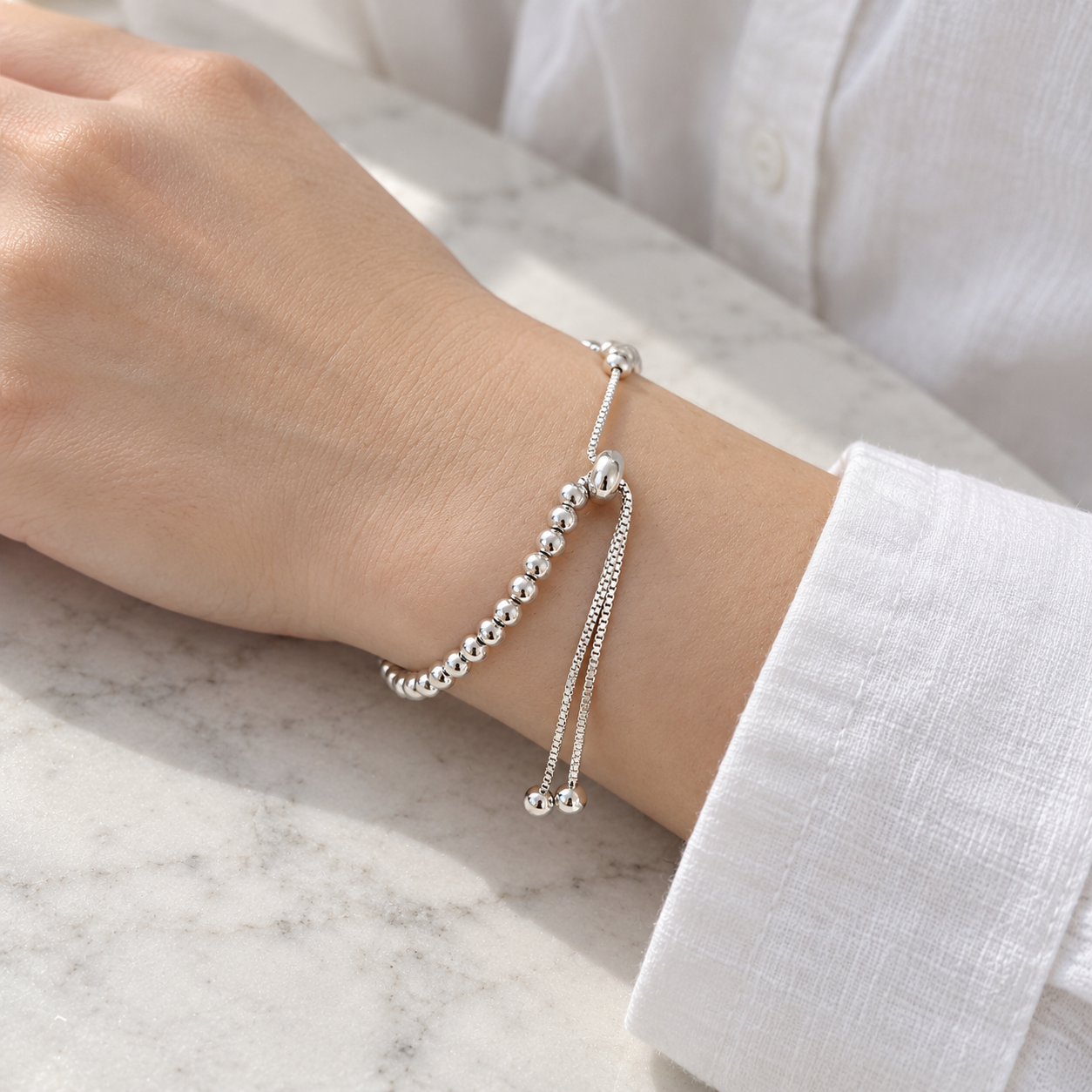 Sylvie Bead Bracelet worn; illustrative model photograph
